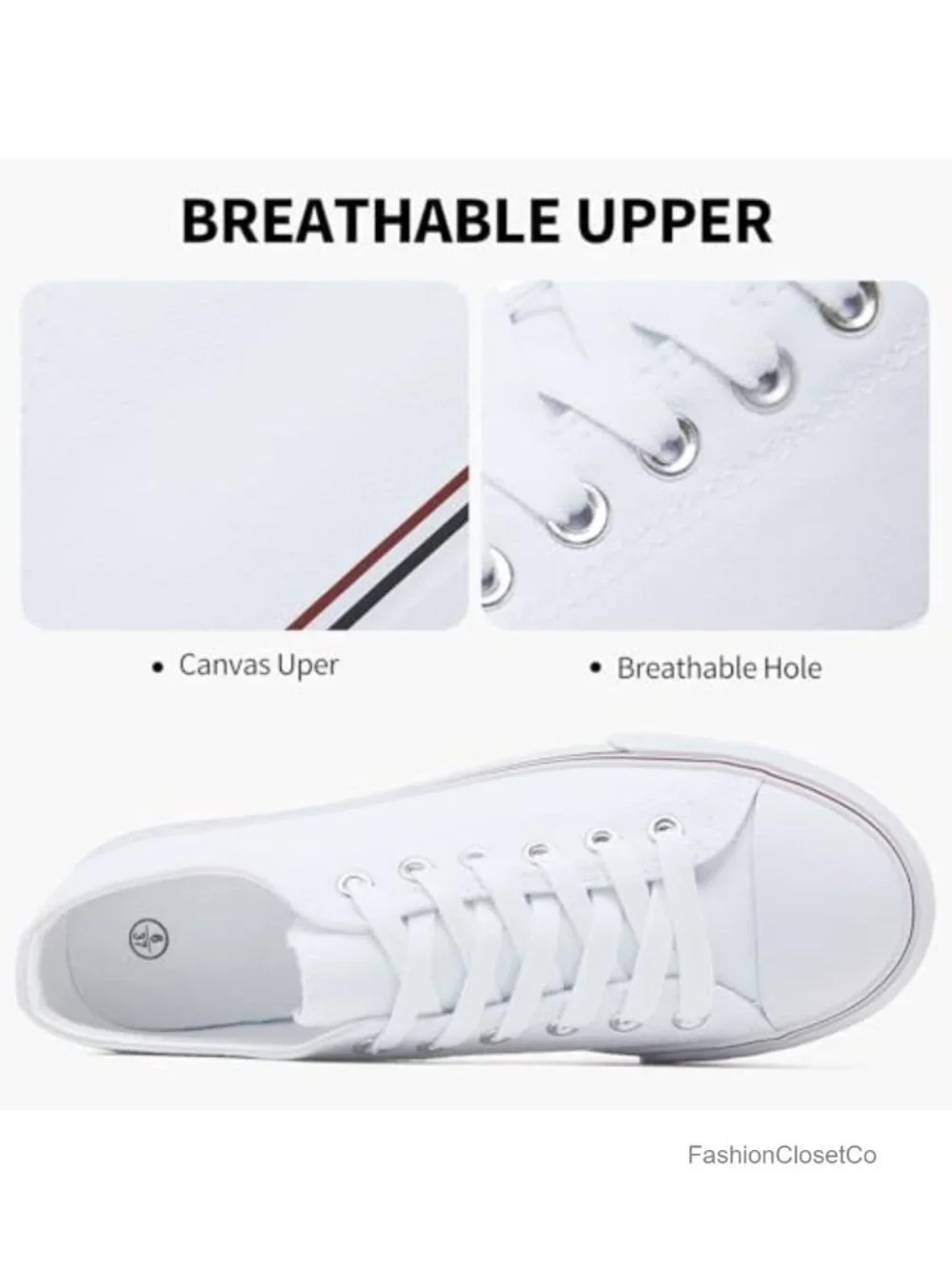 Women's Platform Canvas Sneakers Non-Slip Lace-Up Breathable Casual Walking